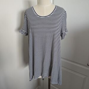 Westbound Navy and White Striped Short Sleeve Top